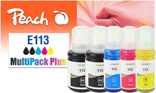 Peach Πακέτο Συμβατών Μελανιών Εκτυπωτή InkJet Epson 113 10ml Μαύρο 5τμχ