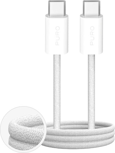 Puro Braided USB 2.0 Cable USB-C male - USB-C 100W Λευκό 2m