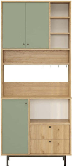 Мебели за съхранение от дърво & метал Oak-green 88x35.5x205см