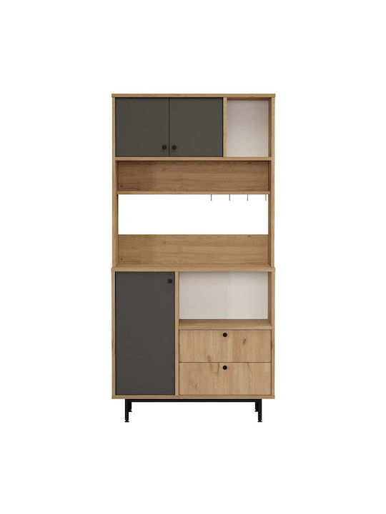 Sideboard made of Wood & Metal Oak-anthracite 88x35.5x180cm