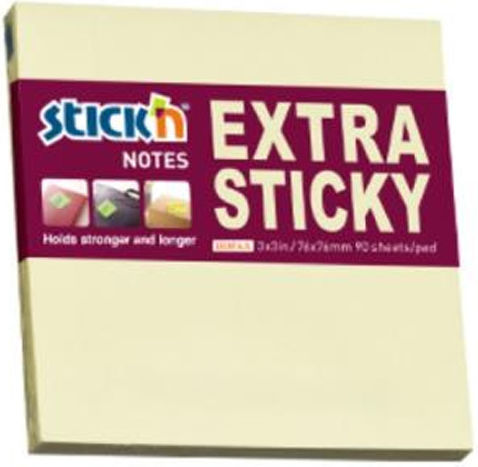 Χαρτάκια Stick N Κίτρινα Extra Sticky 76 X 76 90 Φύλλα Hopax