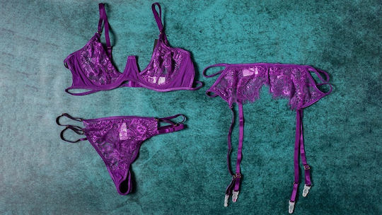 Ophelia's Dream Lingerie Purple Suspender Set 1011036
