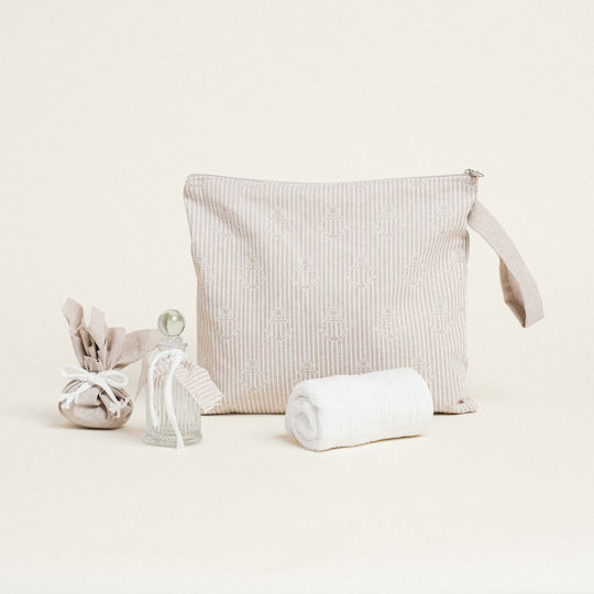 Beauty Home Toiletry Bag Oil Set Anchor Striped Beige