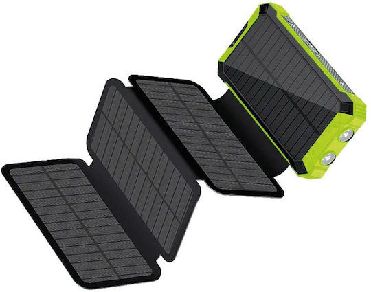 RealPower PB-20000 Ηλιακό Power Bank 20000mAh 5.5W με Θύρα USB-A και Θύρα USB-C Μαύρο