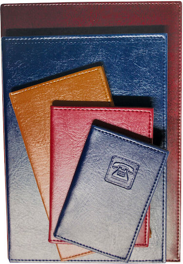 Telefonbuch Leder mit griechischem Alphabet Blau 9x16.5cm