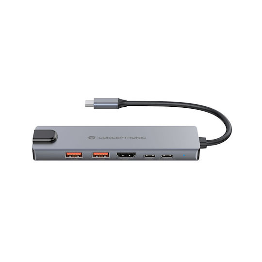 Conceptronic USB-C Docking Station με HDMI 4K PD Ethernet Γκρι (DONN29G)