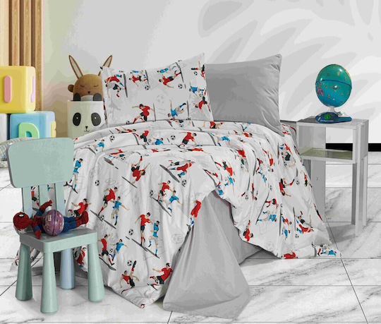 MayHome Set Kids Duvet Cover Semi-double with Pillowcase Cotton Gray 180x240cm