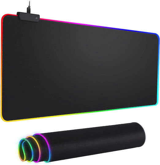 Luvlu Mousepad Gaming Profesional XXL cu Iluminare RGB, 14 Moduri de Lumină LED, Suprafață Moale și Rezistentă la Stropire, Bază din Cauciuc Antiderapantă, Margini Cusute, Cablu USB Inclus, 900x400x4mm, Design Hartă a Lumii