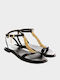 Leather Women's Flat Sandals Anatomic in Black Color