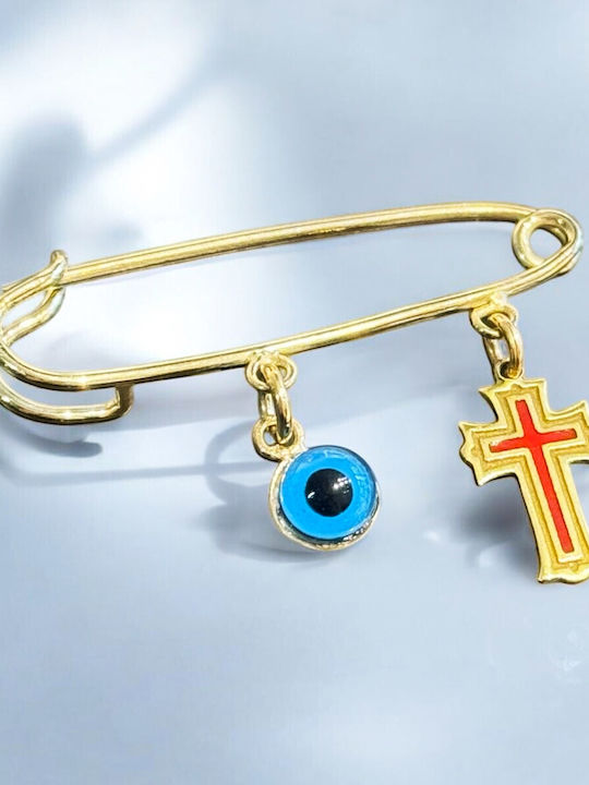 Παιδική Παραμάνα από Χρυσό 14K με Σταυρό