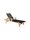 Deckchair Wooden with Cushion Black 73x101cm.