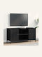 TV Stand Made of Metal and Wood Black Oak M100xD40xH50cm