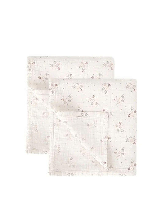 Bimbidreams Stars Πάνες Αγκαλιάς από Μουσελίνα Ροζ 60x60εκ. 2τμχ