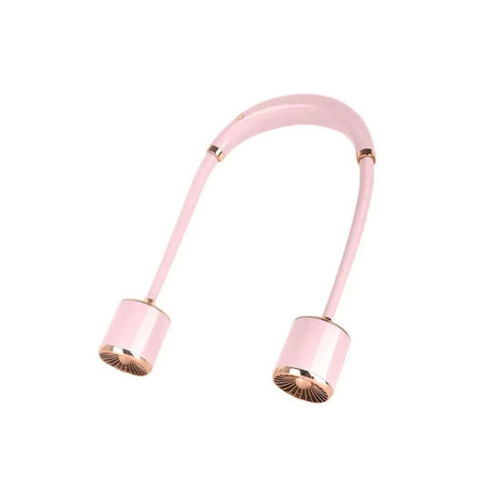Hoomei Ανεμιστηράκι Λαιμού USB Αναδιπλούμενο Χωρίς Πτερύγια Ροζ HM-8488D