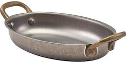 Stainless Steel Platter with Brass Handles 30x21x4cm-gtsa