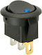 Rocker Switch Round W Blue Led