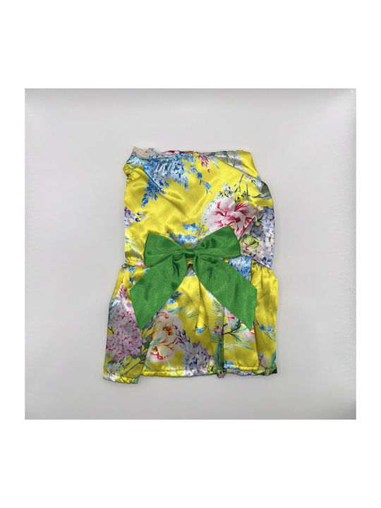 Bonnie Small Dog Dress Satin Floral Design Green Bow