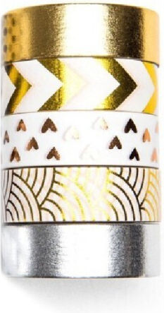 Shimmer Decorative Tape Gold-Silver Set of 6 Pieces 1.5cm X 10m