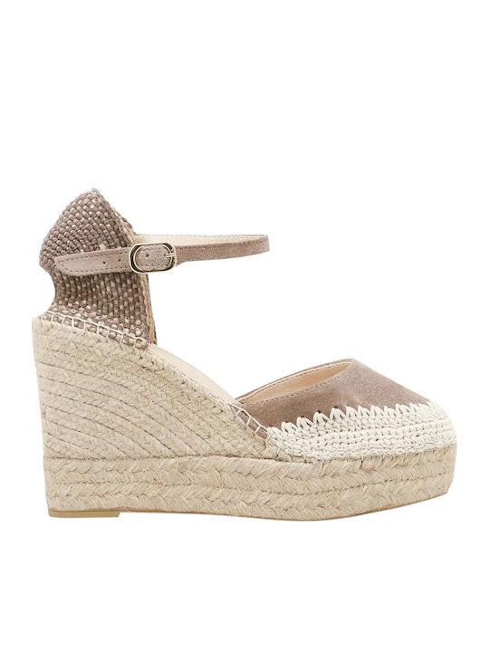 Alba 7 Serraje Women's Platform Espadrilles Beige