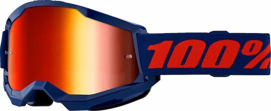 100% Strata 2 Goggles Mirrored Lens Double Layer Foam Not Tear-Off Compatible