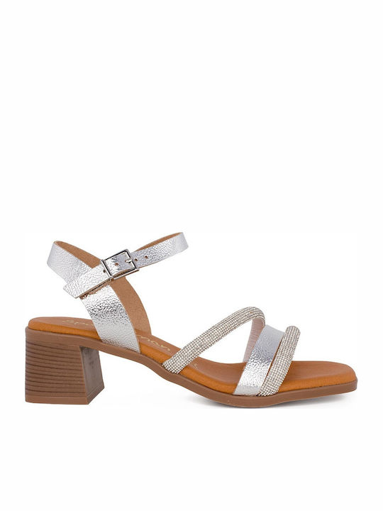 Oh My Sandals Leder Sandalen Anatomisch Silber