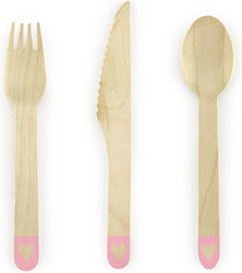 Wooden Cutlery Hearts Set of 18 pcs