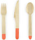 Orange Wooden Cutlery Set 18pcs