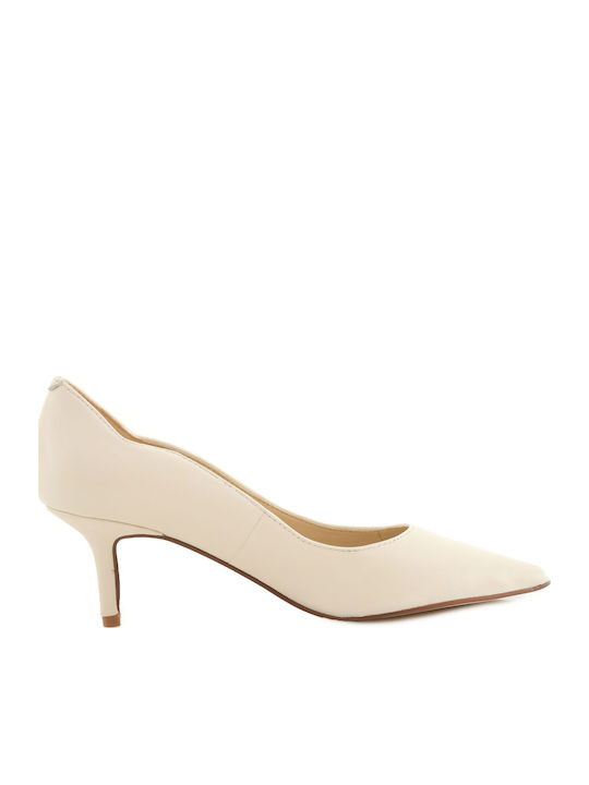 Nine West Abaline Δερμάτινες Μυτερές Γόβες Ivory