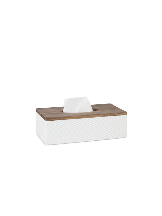 Andrea House Θήκη για Χαρτομάντηλα Ξύλινη Λευκή 25x13x7.5cm BA25147