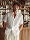 Short-sleeved Linen Shirt White