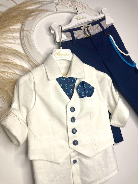 Vintage Soul Boys Baptism Suit with Vest White