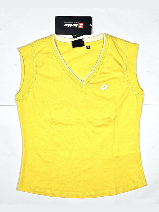 Women's Summer Blouse Cotton Sleeveless Yellow/White