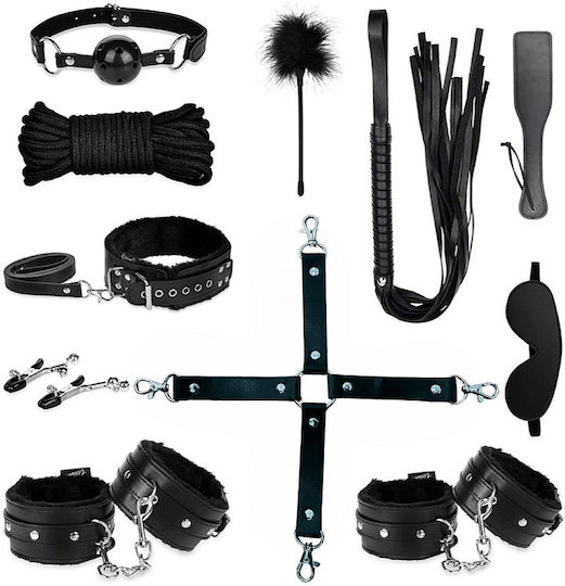 Smd Complete Domination Bondage Set Full Bdsm Set 11 Accessories Vegan Leather Black