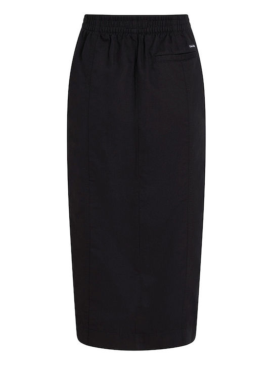 Linen Midi Skirt Black