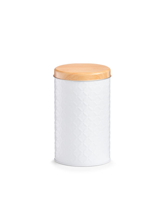 General Use Vase with Lid Metallic White 1370ml 1 Pieces