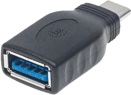 Манхатън Адаптер 2050160076 USB C M към USB A F Черен