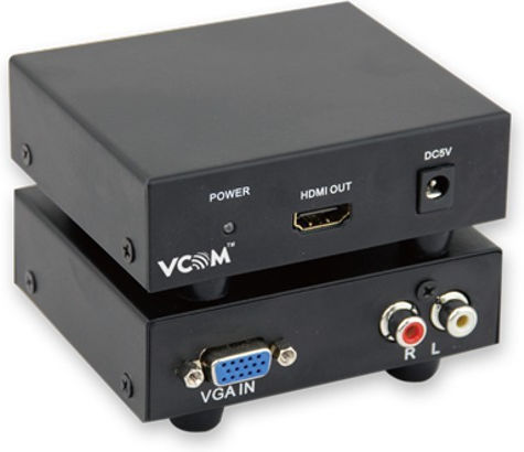 Vcom Dd491 Converter From Vga Female 2x Rca Chinch Female To Hdmi Female Black