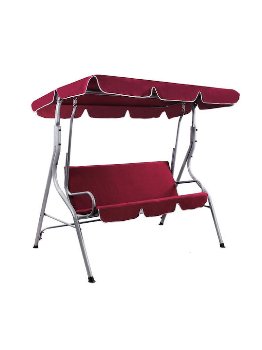 Leagăn cu Bază 3 Locuri Metal L300xW110xH153cm Roșu Leagăn cu Bază 3 Locuri Metal L300xW110xH153cm Roșu