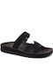 Bianca Leather Women's Flat Sandals Anatomic in Black Color
