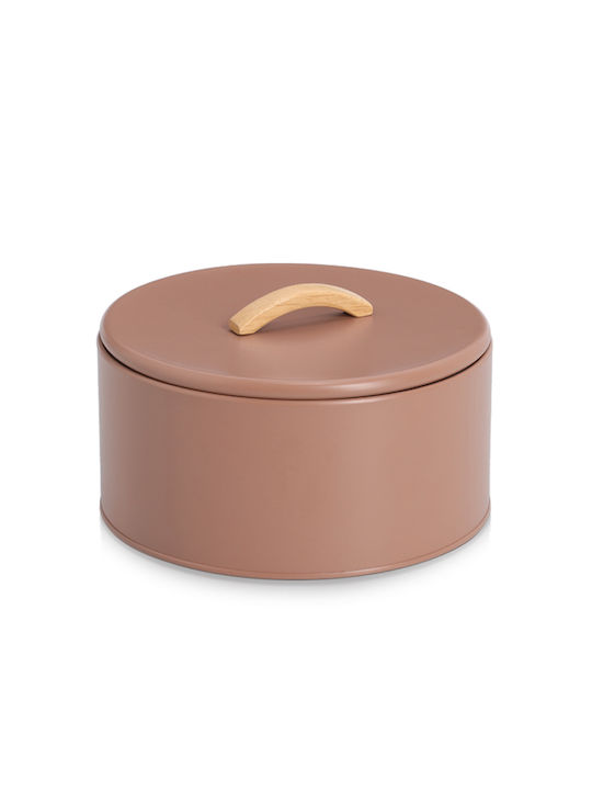 Vase General Use with Airtight Lid Metallic Pink 21.5x21.5x14cm