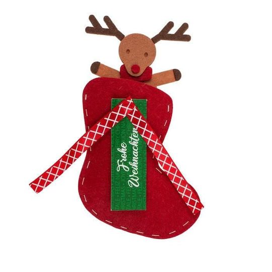 Reindeer Christmas Decorative Sock with Red Reindeer