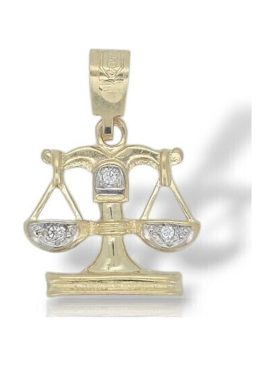 Mentzos Charm Tierkreiszeichen Waage aus 14K Gold M2768