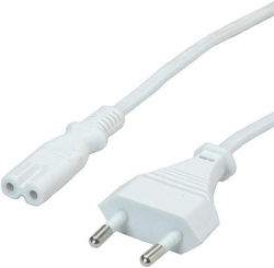 Захранващ кабел Roline 19.99.2091 от Schuko мъжки към IEC320 C7 мъжки, 3 м, бял