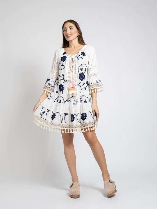 Rochie de Vară pentru Femei Tricotată Albă