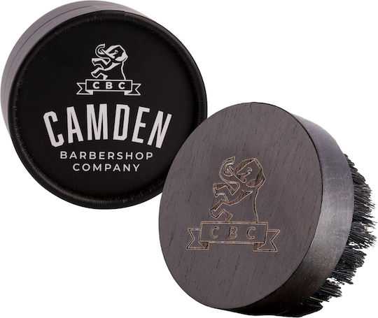 Perie pentru barbă Camden, pentru îngrijire zilnică, aplicare ulei și balsam, din lemn de nuc, 100% peri de mistreț, 7 cm
