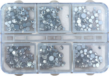 Beauty Salon Nail Rhinestone Case Silver 6 compartments