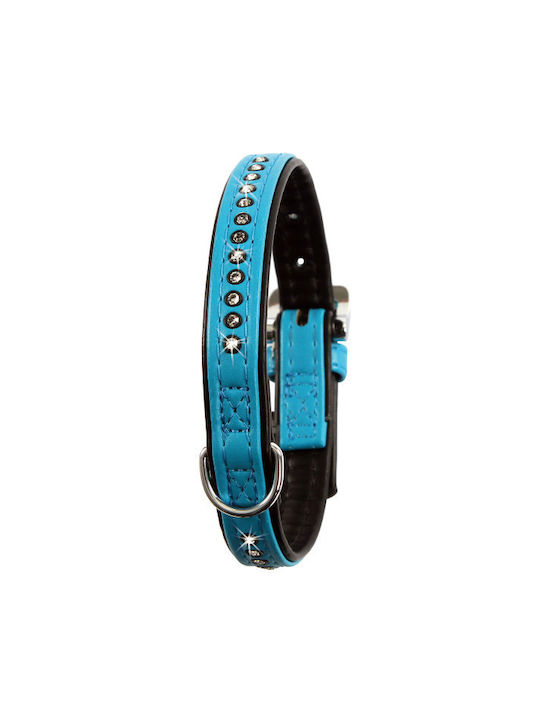 Collar with Artificial Diamonds for Neck 34 to 39 cm Width 16 mm Turquoise