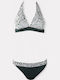 Set Bikini mit Abnehmbarer Verstärkung Grün-Beige