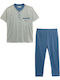 Ustyle Men's Summer Pajamas Set Gray
