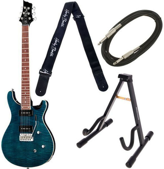 Harley Benton Set Chitară Electrică Stratocaster cu 2xP90 Configurație Doze Ocean Flame High Gloss